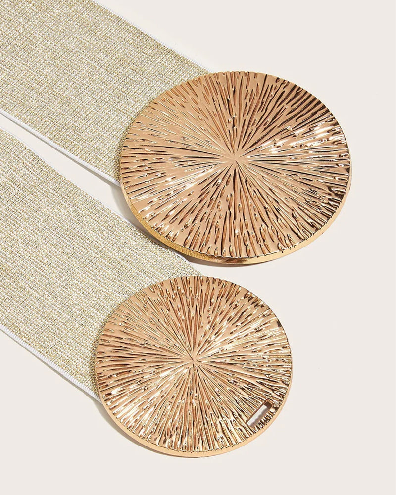 Damen Vintage elastischer Gürtel mit goldener Schnalle