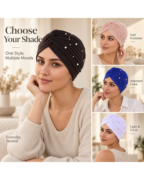 Hut Perle Plissiert Vorgebunden Turban