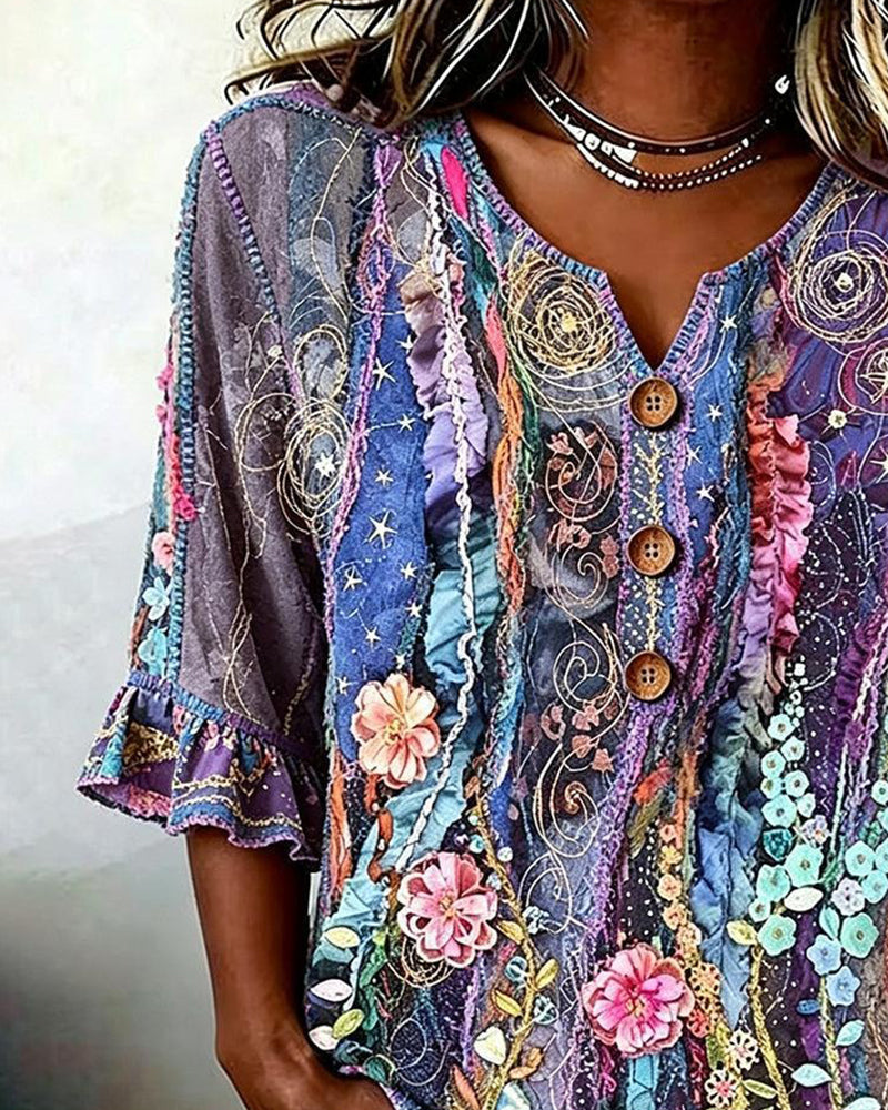 Bluse Retro Ethno-Stil