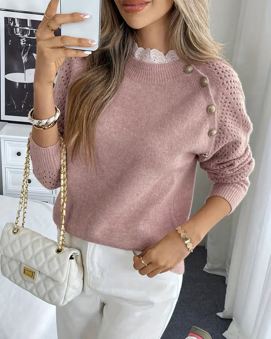 Pullover Elegante Rüsche Ausgearbeiteter Saum