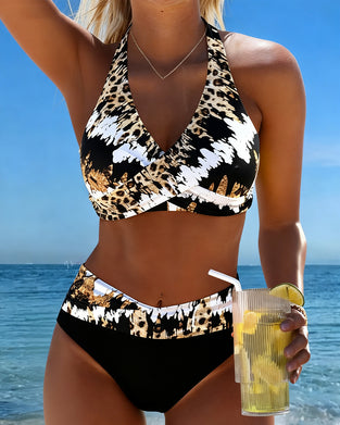 Bikinis Leopard Halter Kreuz