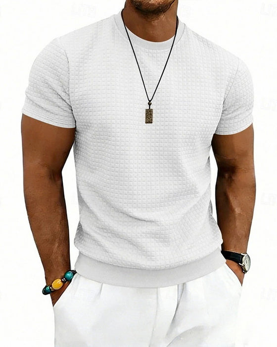T-Shirt Gerippt Rundhals Kurzarm