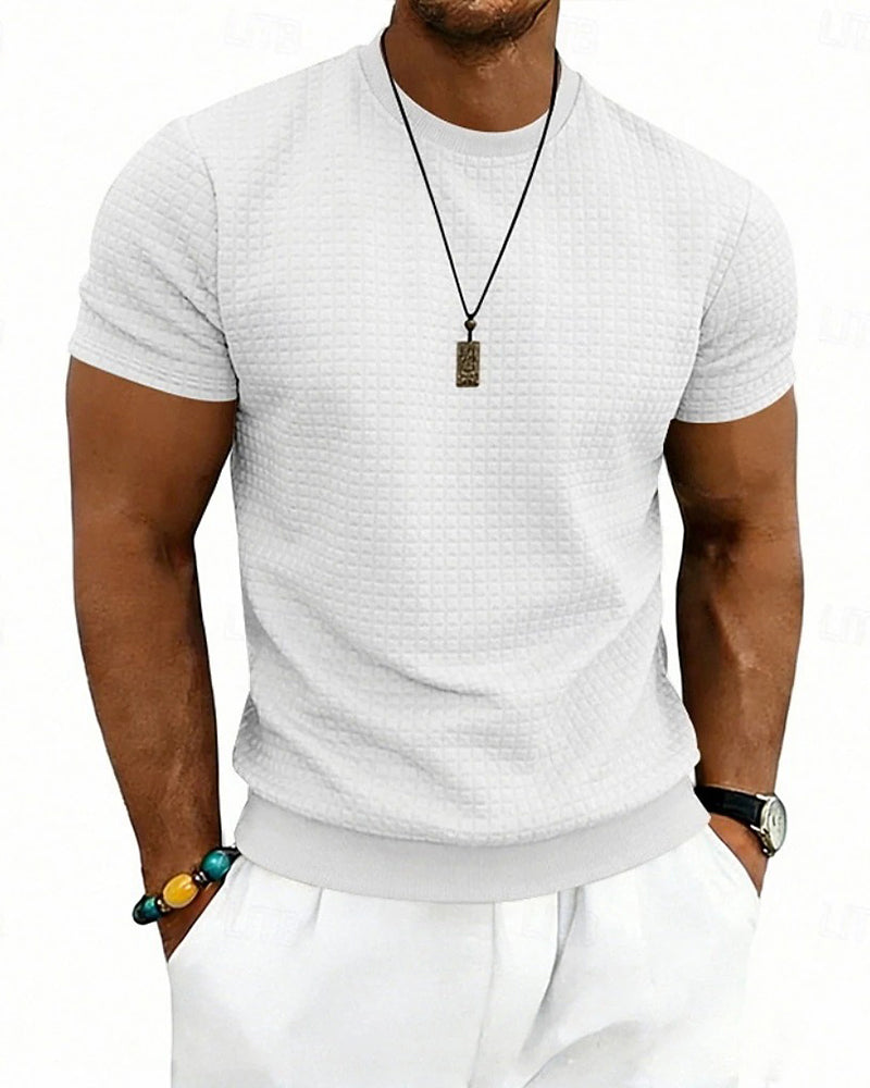 T-Shirt Gerippt Rundhals Kurzarm