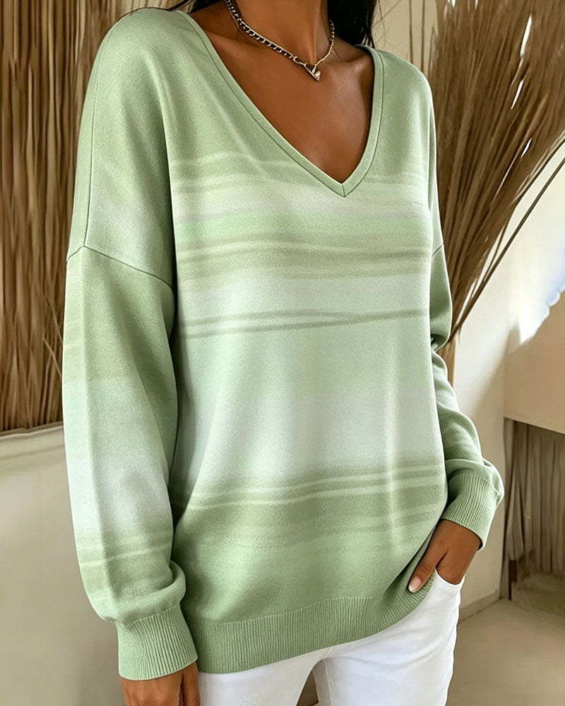 Sweatshirts V-Ausschnitt Langarm Ombre