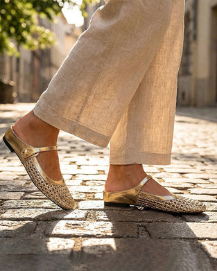 Schuhe Eckige Zehe Gewebt Durchbrochen