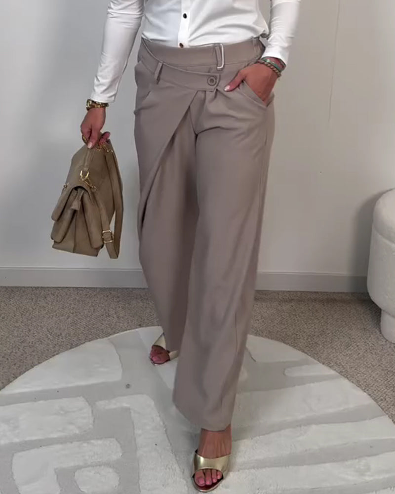 Hose Casual Unifarben Asymmetrisch