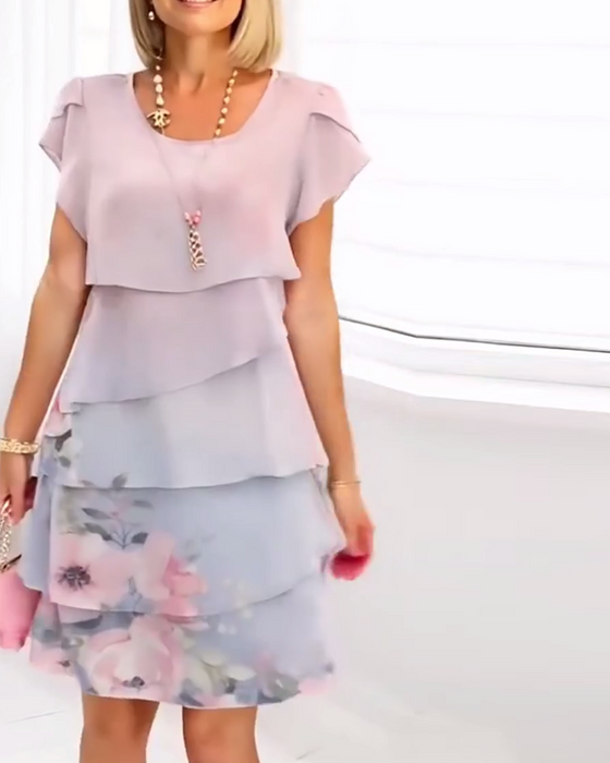 Kleid Blütenärmel elegant Blumenmuster