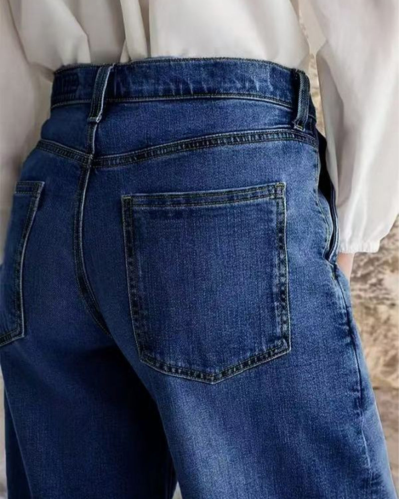 Jeans Multi-Knopf Gewaschen Locker