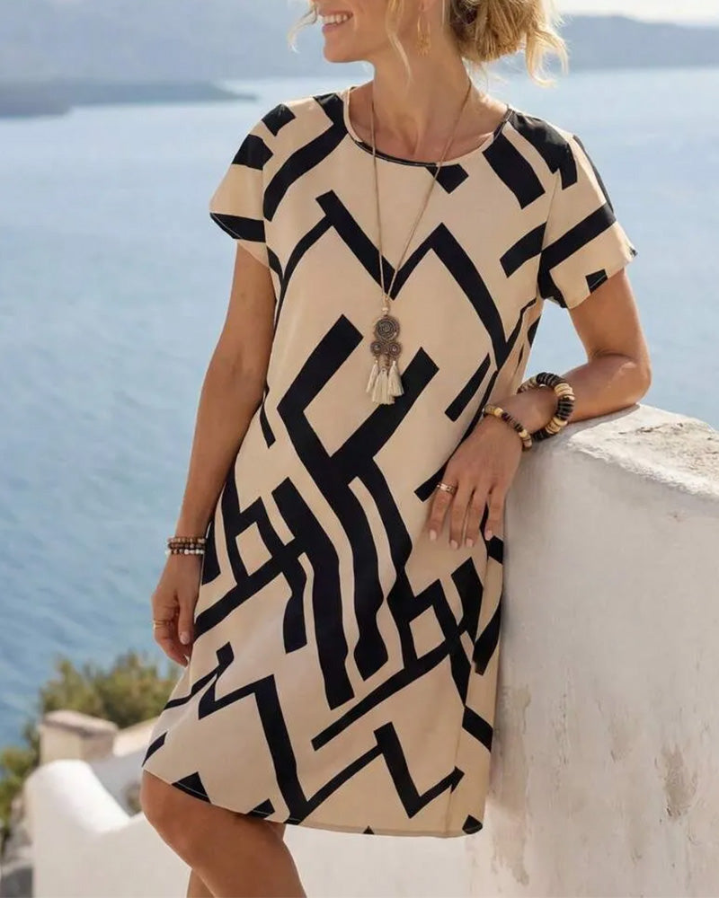 Kleid Geometrisches Druck Locker A-Linie