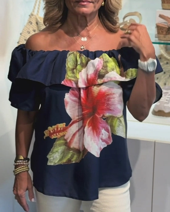 Bluse Blumenmuster Off Shoulder