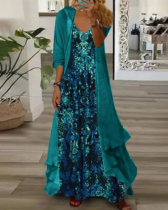 Set V-Ausschnitt Druck Unregelmäßig Cardigan