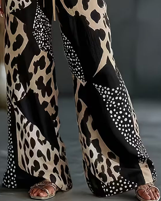 Hose Leopard Print Polka Dot Weites Bein