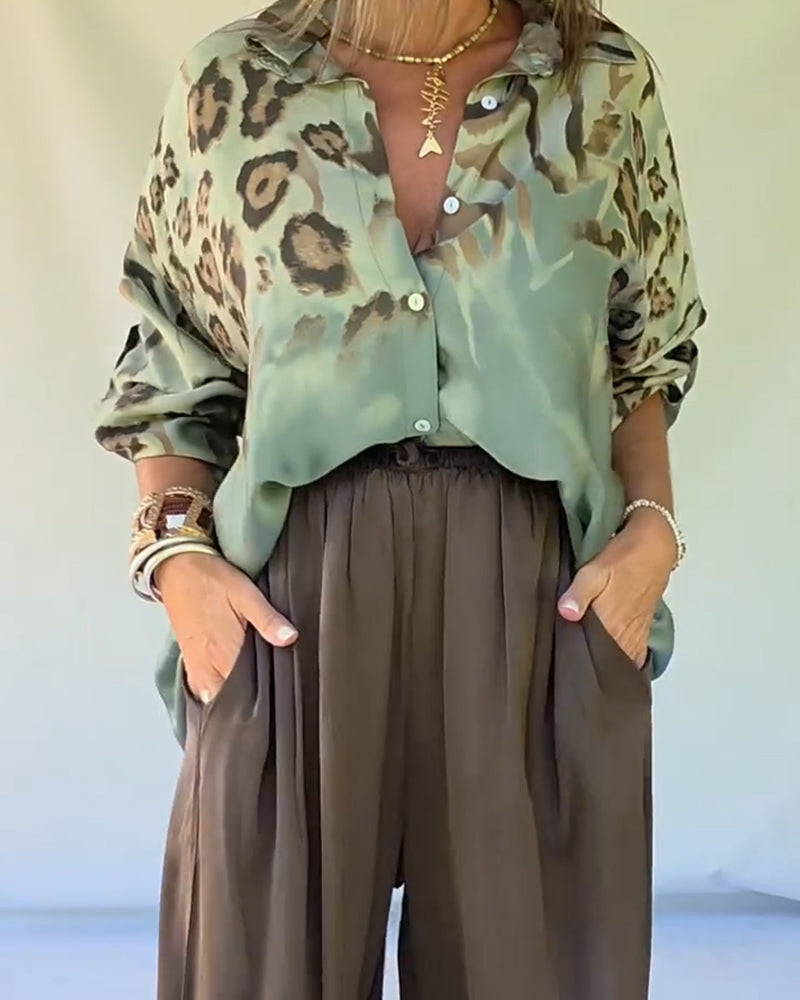 Hemd mit schickem Leopardenmuster und Kragen