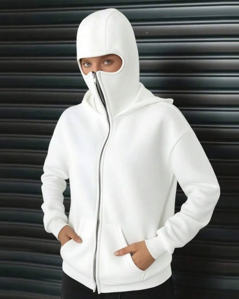 Mantel Kapuze Lässig Reißverschluss Sweatshirt