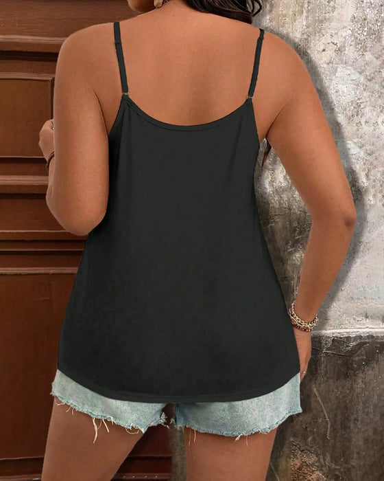 Cami Top Spitze Patchwork Tief V-Ausschnitt Binden