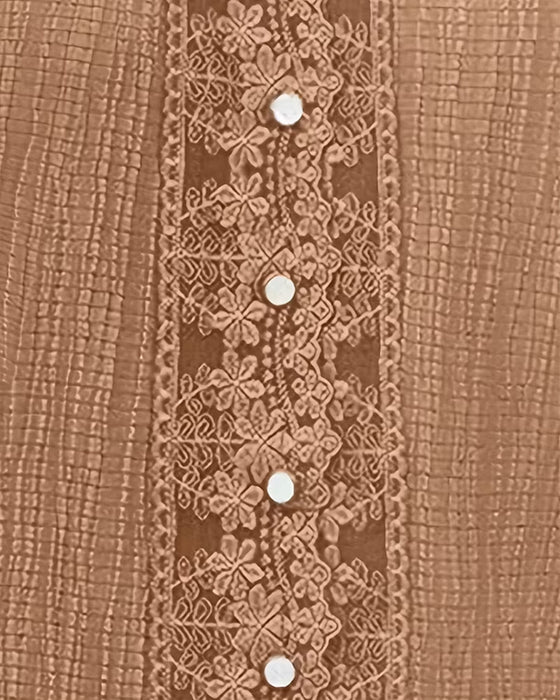 Bluse Spitze Patchwork V-Ausschnitt Puff Ärmel