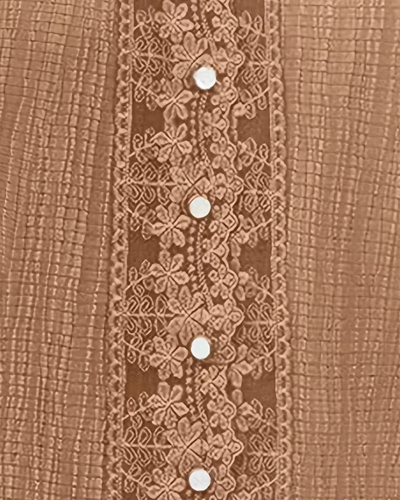 Bluse Spitze Patchwork V-Ausschnitt Puff Ärmel