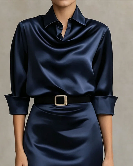 Kleid Hemdkragen Lagen A-Linie