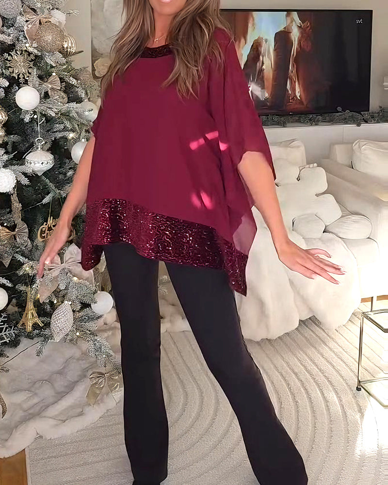 Modische Bluse mit Fledermausärmeln