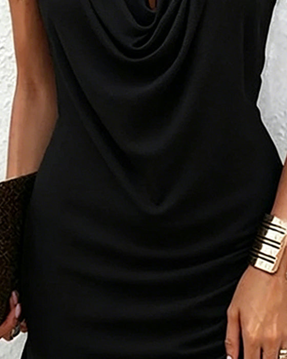 Lässiges Kleid, Drapierter Kragen, Ärmellos