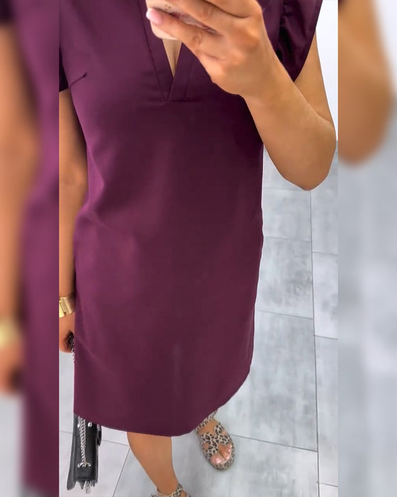 Kleid Flatterärmel Gerade