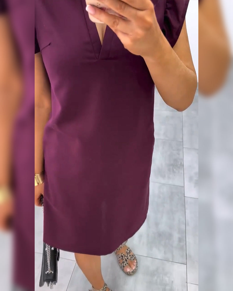 Kleid Flatterärmel Gerade