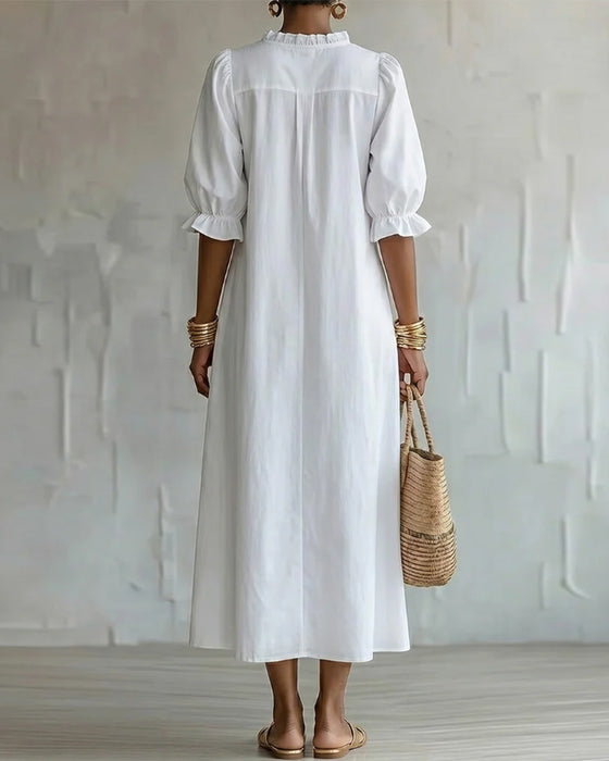 Kleid Stehkragen Puffärmel