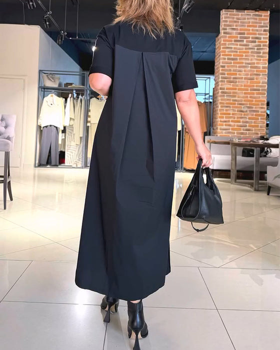 Kleid Pullover Patchwork Gerafft