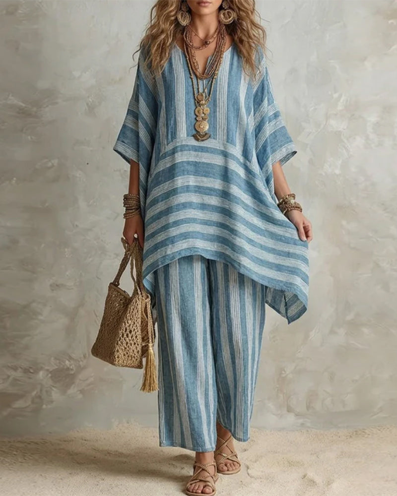 Set V-Ausschnitt unregelmäßig gestreift passend