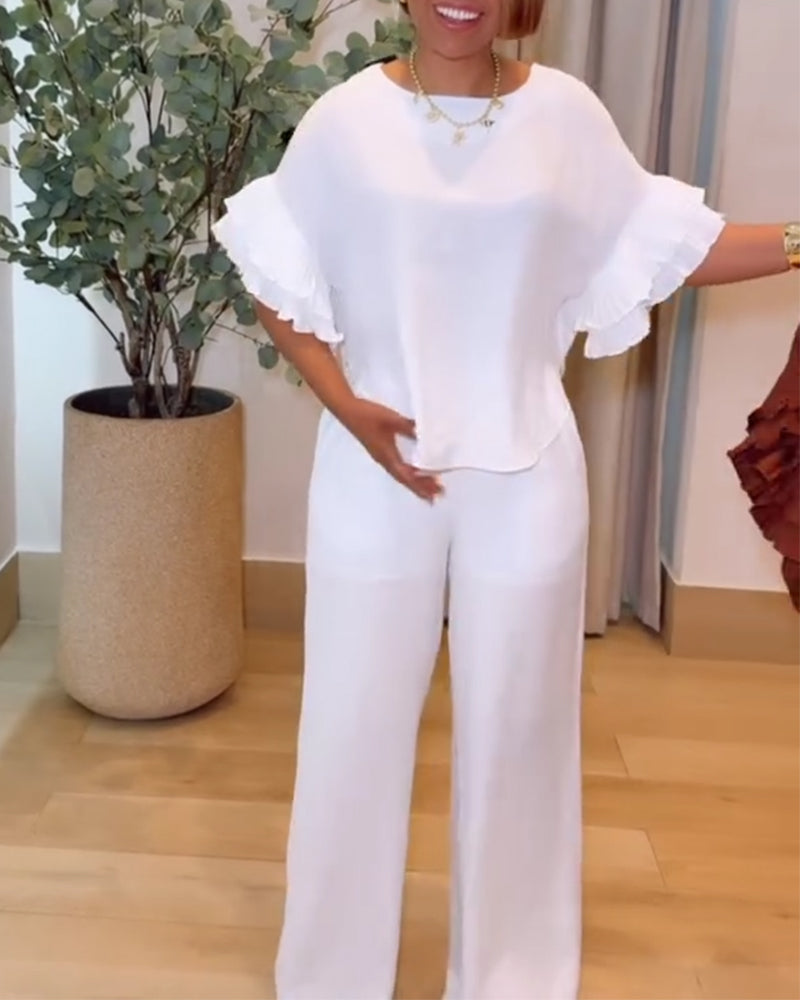 Top Rüschenärmel Locker