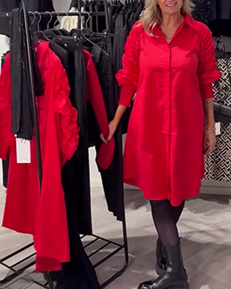 Kleid Revers Mode Hemd