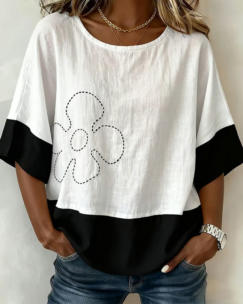 Top Farbblock Blumig