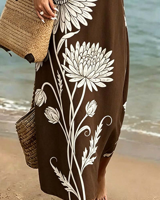 Kleid Ärmellos Blumen Print