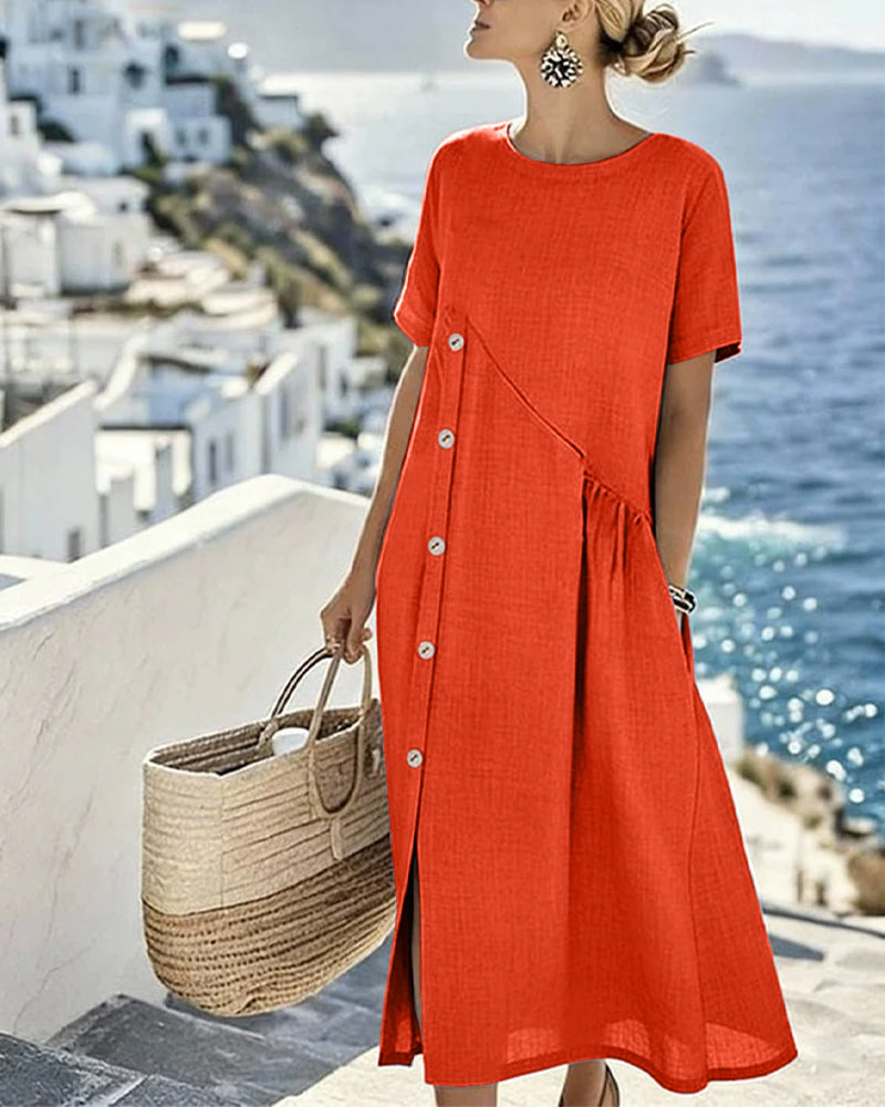 Kleid Knopf Dekor Lässig