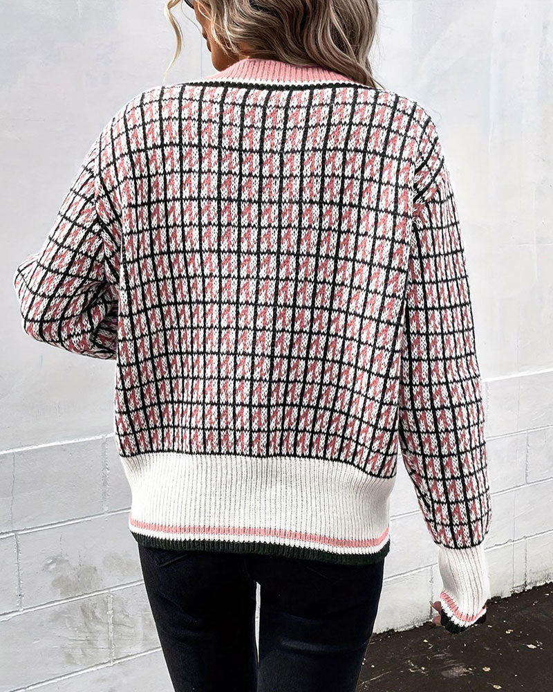 Cardigan Vintage Karo Knopfleiste
