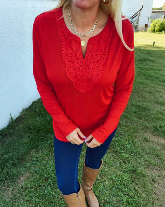 Casual T-Shirt Mit Spitze-Paneled Design