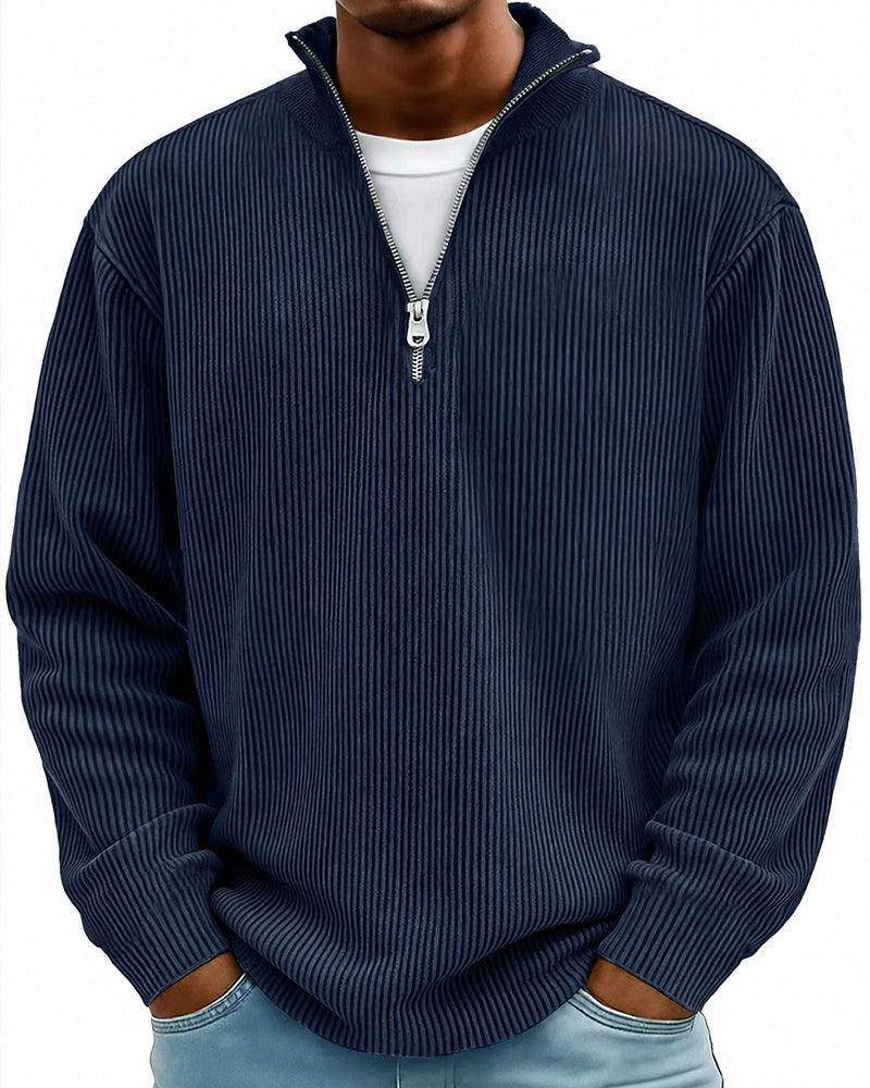 Herren Sweatshirt Reißverschluss Kragen Langer Ärmel
