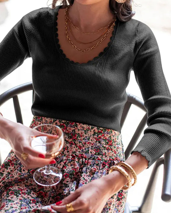 Slim-Fit-T-Shirt, einfarbig, V-Ausschnitt