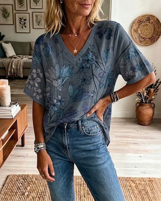 Bluse V-Ausschnitt Halbarm
