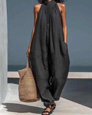 Jumpsuit Halter Ausschnitt Ärmellos