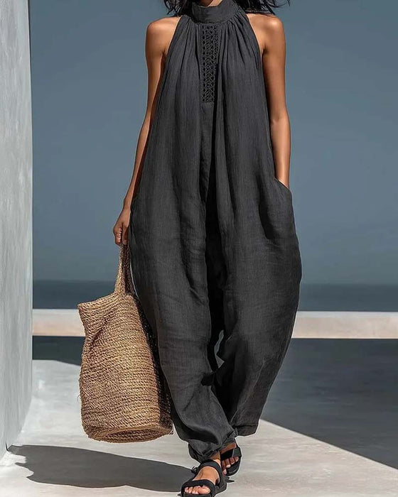 Jumpsuit Halter Ausschnitt Ärmellos
