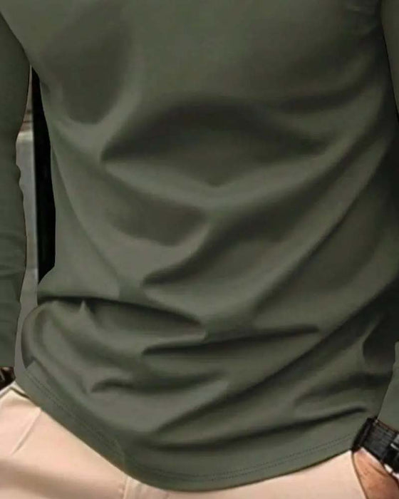 T-Shirt V-Ausschnitt Gerippt Uni Farbe Herren