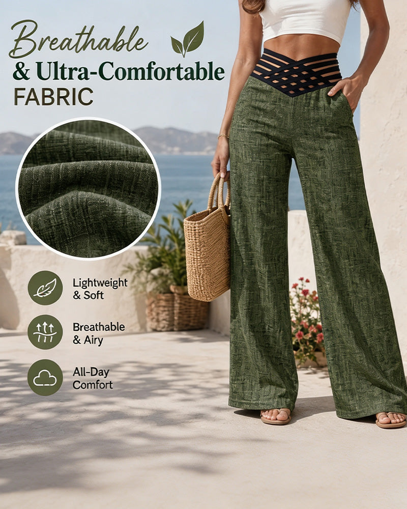Hose Hohe Taille Lässig Trendy Weites Bein