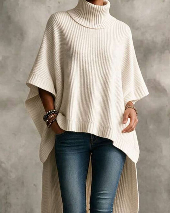 Pullover Turtleneck Cape Unregelmäßig