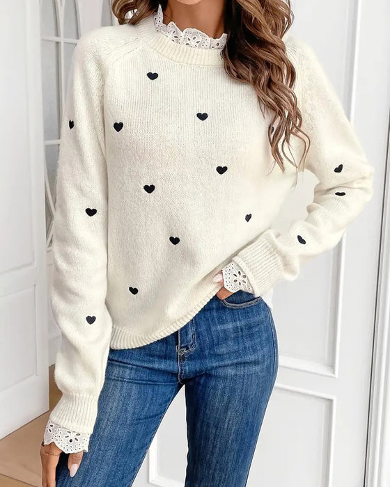 Pullover lässig Herz Mode