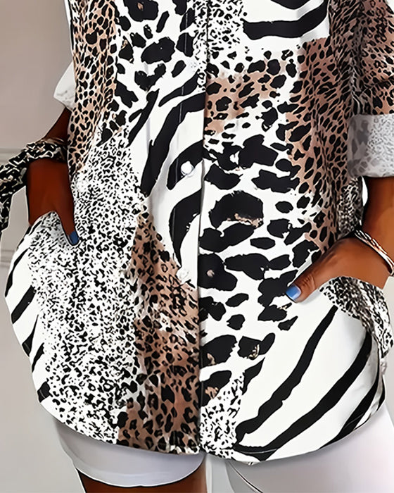 Bluse Zebra Und Leopard Druck Locker