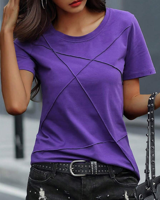 T-Shirt Rundhalsausschnitt einfarbig slim fit