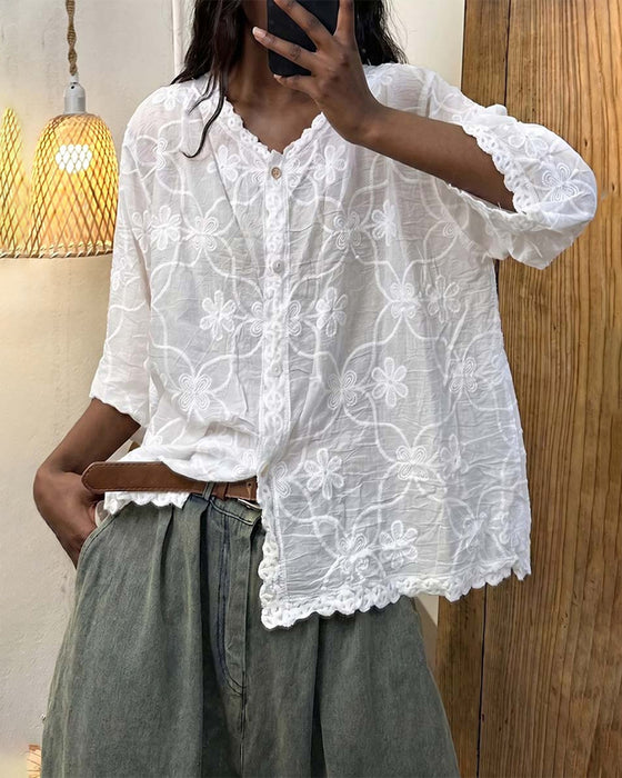 Bluse Französische Spitze Dreiviertel Ärmel