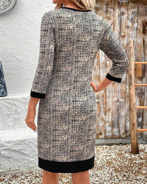 Kleid lässig Rundhals schmal knielang