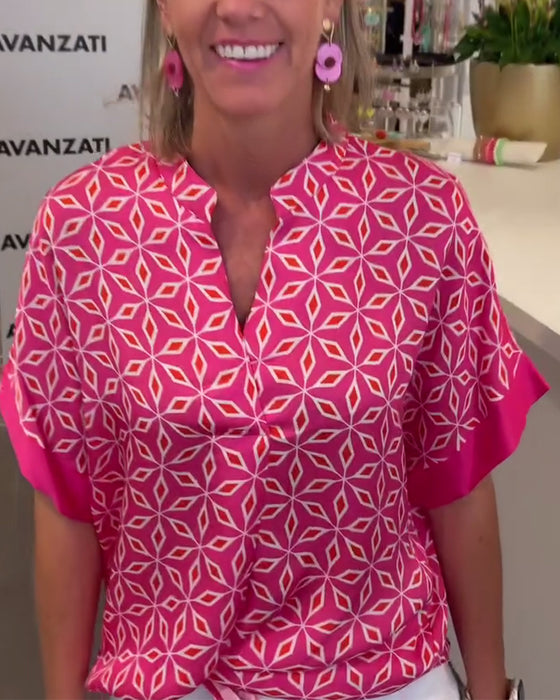 Bluse V-Ausschnitt Druck
